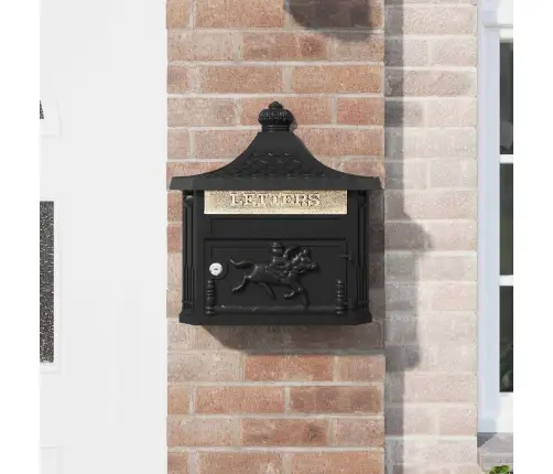 Seinale Paigaldatav Postkast Uksega Must 40,5 X 16 X 45 Cm