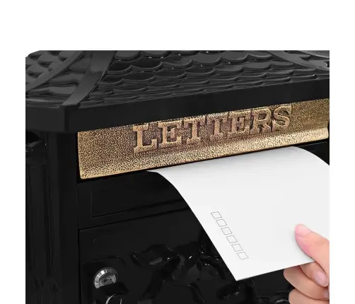 Seinale Paigaldatav Postkast Uksega Must 40,5 X 16 X 45 Cm