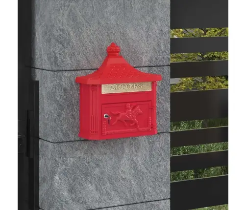 Sienas Pastkastīte Sarkana 40.5 X 15.5 X 44 Cm Kalts Alumīnijs Vidaxl