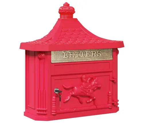 Sienas Pastkastīte Sarkana 40.5 X 15.5 X 44 Cm Kalts Alumīnijs Vidaxl