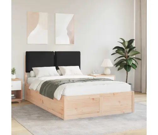 Gultas Rāmis Ar Polsterētu Galvas Balstu Melna 120 X 200 Cm Vidaxl