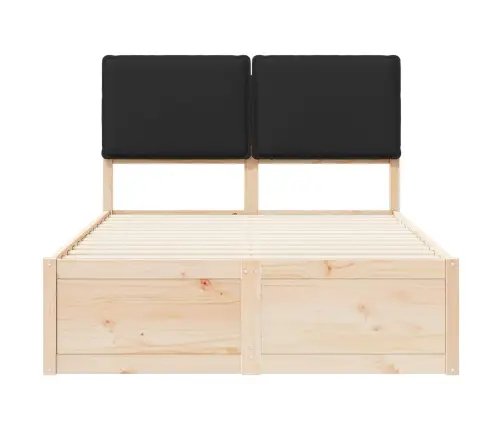 Gultas Rāmis Ar Polsterētu Galvas Balstu Melna 120 X 200 Cm Vidaxl