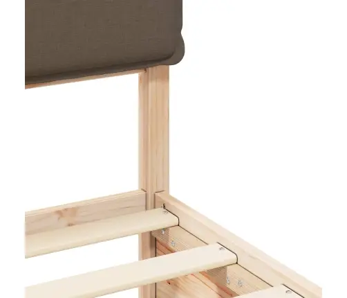 Voodiraam Pehme Peatoega Pruunikashall 120 X 200 Cm Tahke Mänd