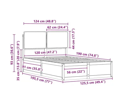 Lovo Rėmas Su Apmuštu Galvūgaliu Tamsiai Pilka 120 X 190 Cm