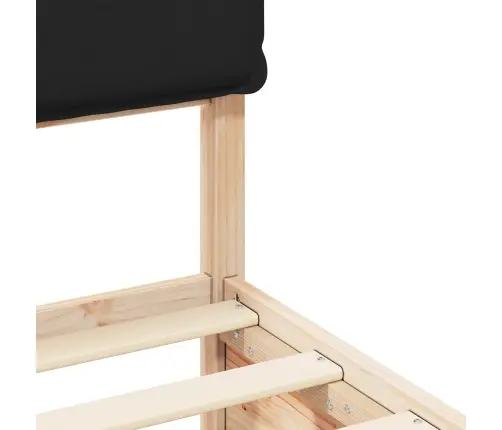 Gultas Rāmis Ar Polsterētu Galvas Balstu Melna 120 X 190 Cm Vidaxl