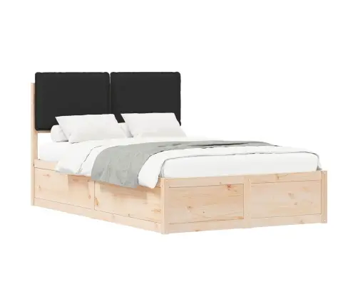 Gultas Rāmis Ar Polsterētu Galvas Balstu Melna 120 X 190 Cm Vidaxl