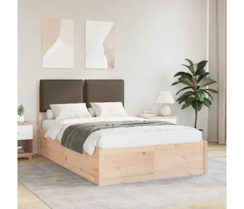 Gultas Rāmis Ar Polsterētu Galvas Balstu Pelēkbrūna Vidaxl