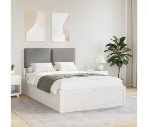 Gultas Rāmis Ar Polsterētu Galvas Balstu Gaiši Pelēks Vidaxl