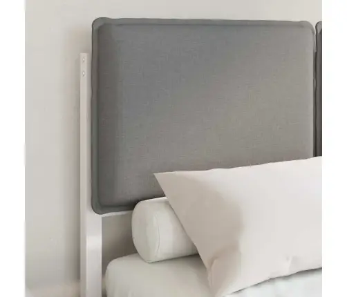Gultas Rāmis Ar Polsterētu Galvas Balstu Gaiši Pelēks Vidaxl
