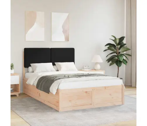 Gultas Rāmis Ar Polsterētu Galvas Balstu Melna 120 X 200 Cm Vidaxl