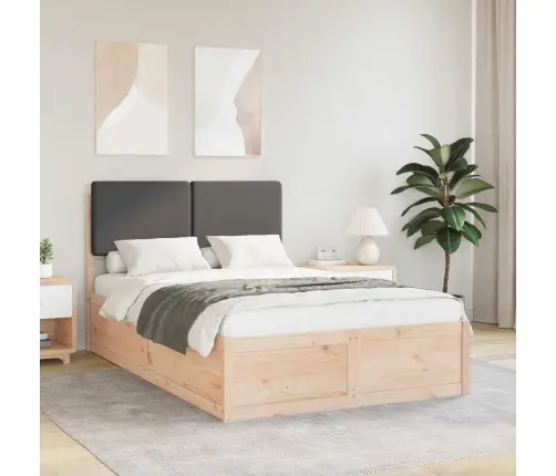 Voodiraam Pehme Peatoega Peaga Tumehall 120 X 190 Cm Tahke Mänd