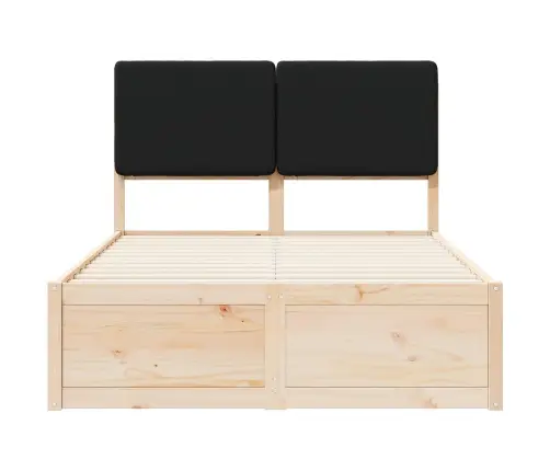 Voodiraam Pehme Peatoega Peaga Must 120 X 190 Cm Tahke Mänd