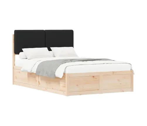 Voodiraam Pehme Peatoega Peaga Must 120 X 190 Cm Tahke Mänd