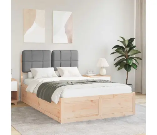 Gultas Rāmis Ar Polsterētu Galvas Balstu Gaiši Pelēks Vidaxl