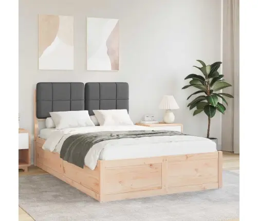 Gultas Rāmis Ar Polsterētu Galvas Balstu Tumši Pelēks Vidaxl