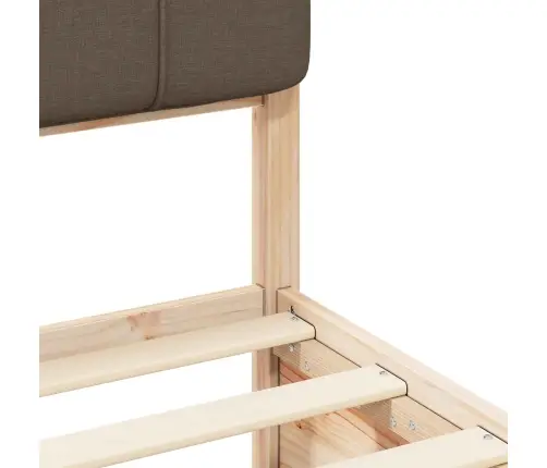 Voodiraam Pehme Peatoega Pruunikashall 120 X 200 Cm Tahke Mänd