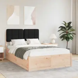 Gultas Rāmis Ar Polsterētu Galvas Balstu Melna 120 X 190 Cm Vidaxl