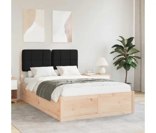 Gultas Rāmis Ar Polsterētu Galvas Balstu Melna 120 X 190 Cm Vidaxl