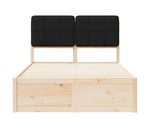 Gultas Rāmis Ar Polsterētu Galvas Balstu Melna 120 X 190 Cm Vidaxl