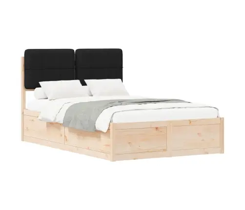 Gultas Rāmis Ar Polsterētu Galvas Balstu Melna 120 X 190 Cm Vidaxl