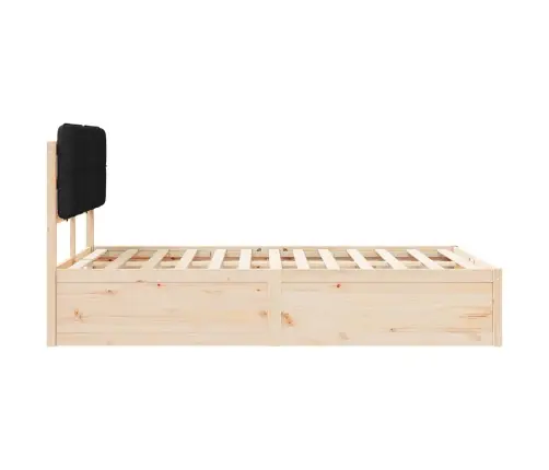 Gultas Rāmis Ar Polsterētu Galvas Balstu Melna 120 X 190 Cm Vidaxl