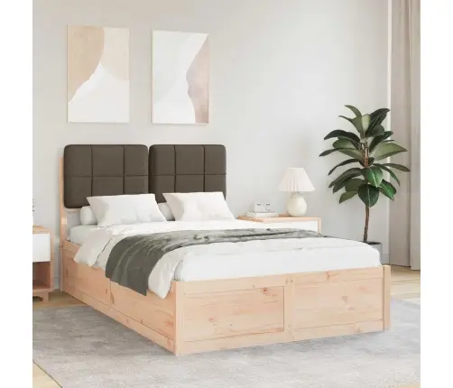 Voodiraam Pehme Peatoega Pruunikashall 120 X 190 Cm Tahke Mänd