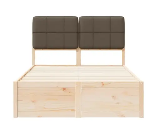 Voodiraam Pehme Peatoega Pruunikashall 120 X 190 Cm Tahke Mänd