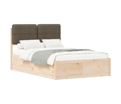 Voodiraam Pehme Peatoega Pruunikashall 120 X 190 Cm Tahke Mänd