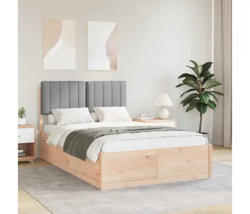 Gultas Rāmis Ar Polsterētu Galvas Balstu Gaiši Pelēks Vidaxl