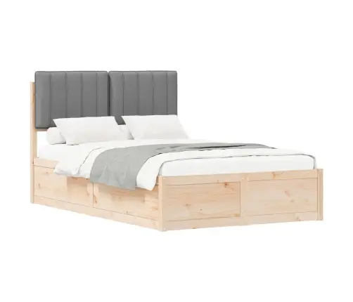 Gultas Rāmis Ar Polsterētu Galvas Balstu Gaiši Pelēks Vidaxl