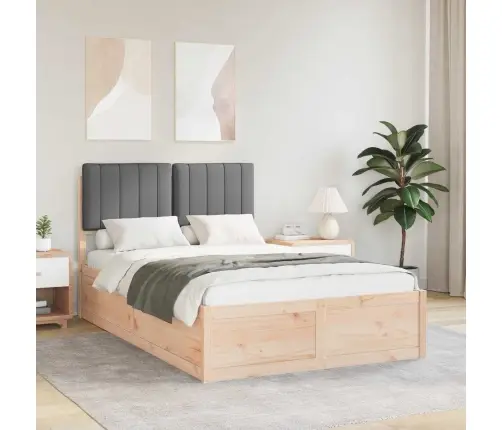 Gultas Rāmis Ar Polsterētu Galvas Balstu Tumši Pelēks Vidaxl