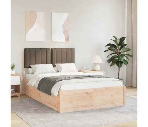 Voodiraam Pehme Peatoega Pruunikashall 120 X 200 Cm Tahke Mänd