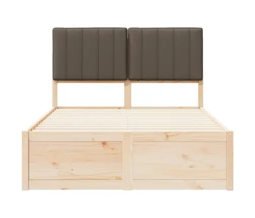 Voodiraam Pehme Peatoega Pruunikashall 120 X 200 Cm Tahke Mänd