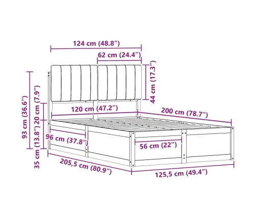 Lovo Rėmas Su Apmuštu Galvūgaliu Šviesiai Pilka 120 X 200 Cm