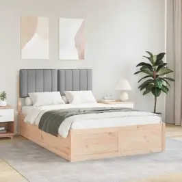 Gultas Rāmis Ar Polsterētu Galvas Balstu Gaiši Pelēks Vidaxl