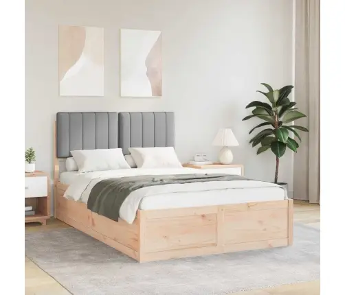 Gultas Rāmis Ar Polsterētu Galvas Balstu Gaiši Pelēks Vidaxl