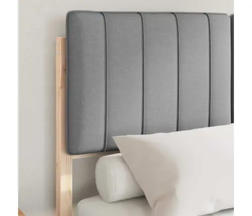 Gultas Rāmis Ar Polsterētu Galvas Balstu Gaiši Pelēks Vidaxl