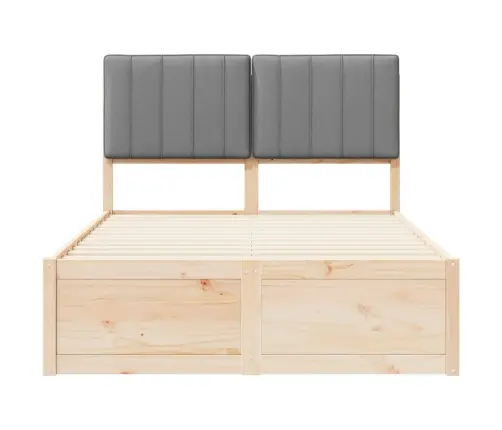 Gultas Rāmis Ar Polsterētu Galvas Balstu Gaiši Pelēks Vidaxl