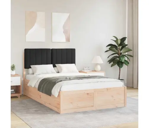 Voodiraam Pehme Peatoega Peaga Must 120 X 190 Cm Tahke Mänd