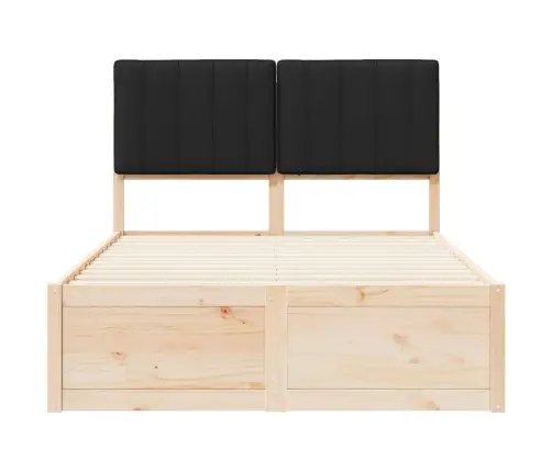 Voodiraam Pehme Peatoega Peaga Must 120 X 190 Cm Tahke Mänd