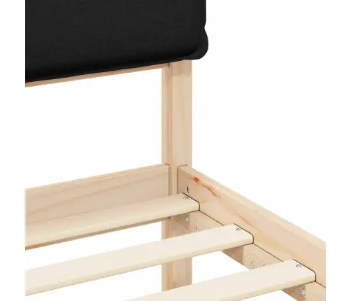 Voodiraam Pehme Peatoega Peaga Must 200 X 200 Cm Tahke Mänd