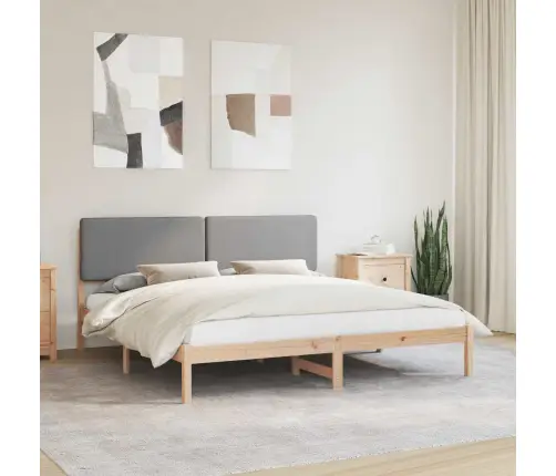 Gultas Rāmis Ar Polsterētu Galvas Balstu Gaiši Pelēks Vidaxl