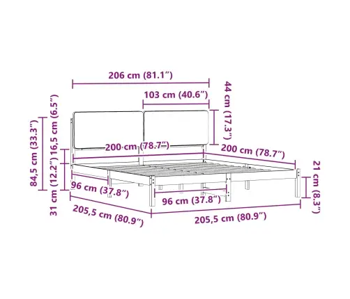 Lovo Rėmas Su Apmuštu Galvūgaliu Tamsiai Pilka 200 X 200 Cm