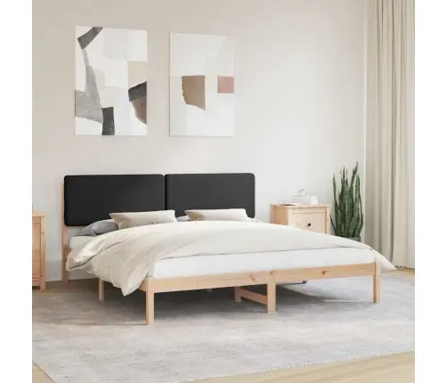 Voodiraam Pehme Peatoega Peaga Must 200 X 200 Cm Tahke Mänd