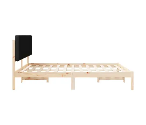 Voodiraam Pehme Peatoega Peaga Must 200 X 200 Cm Tahke Mänd