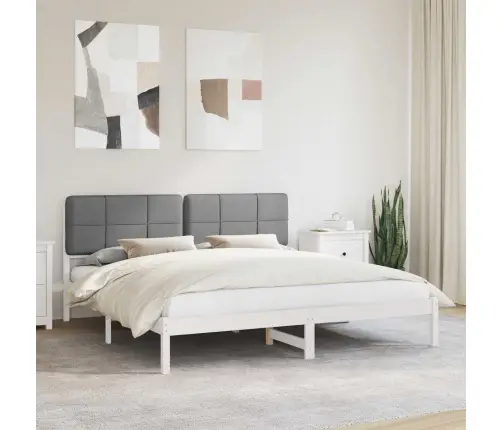 Gultas Rāmis Ar Polsterētu Galvas Balstu Gaiši Pelēks Vidaxl