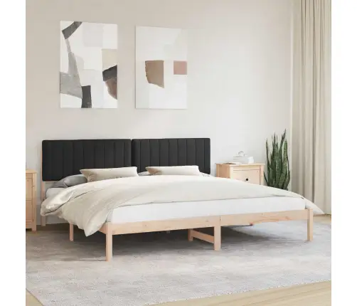 Voodiraam Pehme Peatoega Peaga Must 200 X 200 Cm Tahke Mänd