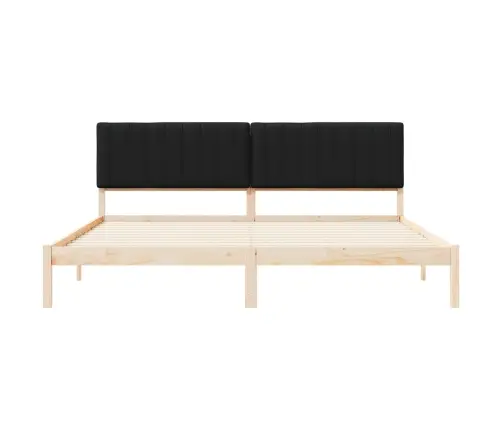 Voodiraam Pehme Peatoega Peaga Must 200 X 200 Cm Tahke Mänd