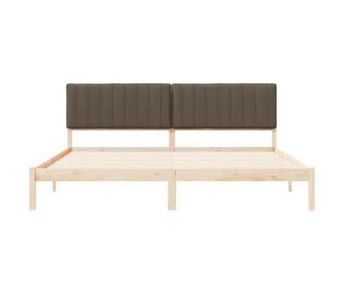 Voodiraam Pehme Peatoega Pruunikashall 200 X 200 Cm Tahke Mänd