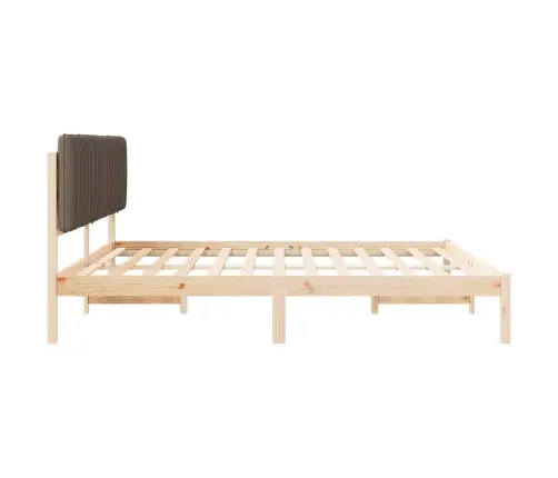 Voodiraam Pehme Peatoega Pruunikashall 200 X 200 Cm Tahke Mänd